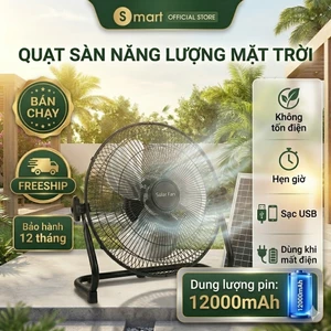 Quạt năng lượng mặt trời Solar Fan CS-118F, quạt sạc tích điện dạng nằm chân quỳ hiển thị PIN, động cơ bền bỉ 12 mức gió
