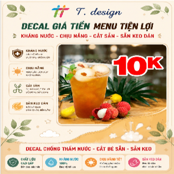 "Giao Đơn Từ 15k - Sticker Dán Giá Tiền Chống Nước, Decal Trang Trí Menu Kính Cho Quán Xe Đẩy"