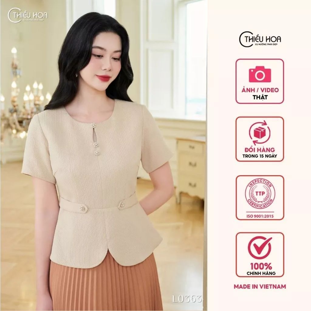 Áo kiểu trung niên thiết kế thanh lịch với chất liệu Vải dệt cao cấp thương hiệu Thiều Hoa AN5L0363