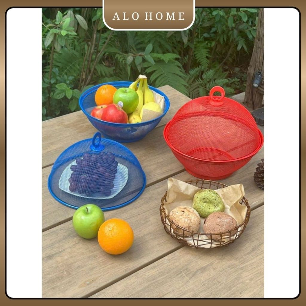 Rổ Đựng Hoa Quả Có Nắp ALOHOME – Rổ Lưới Đựng Trái Cây Kèm Nắp Chống Côn Trùng Tiện Lợi