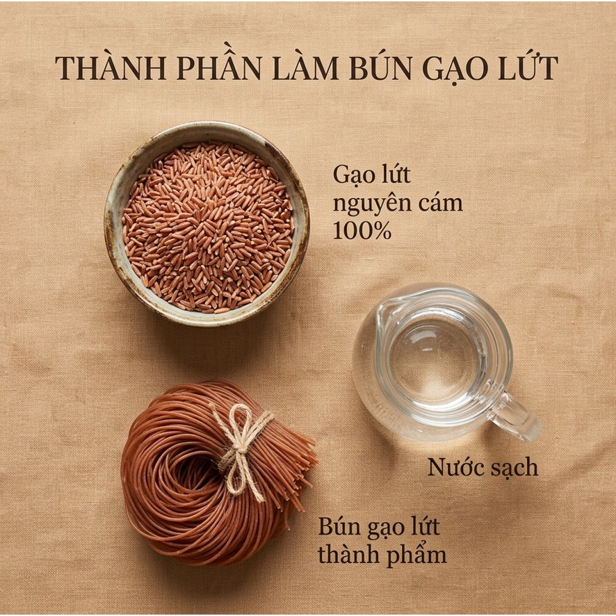 Bún Gạo Lứt Luafoods 1KG - Giàu Chất Xơ, Ít Calo - Eat Clean Giảm Cân, Healthy