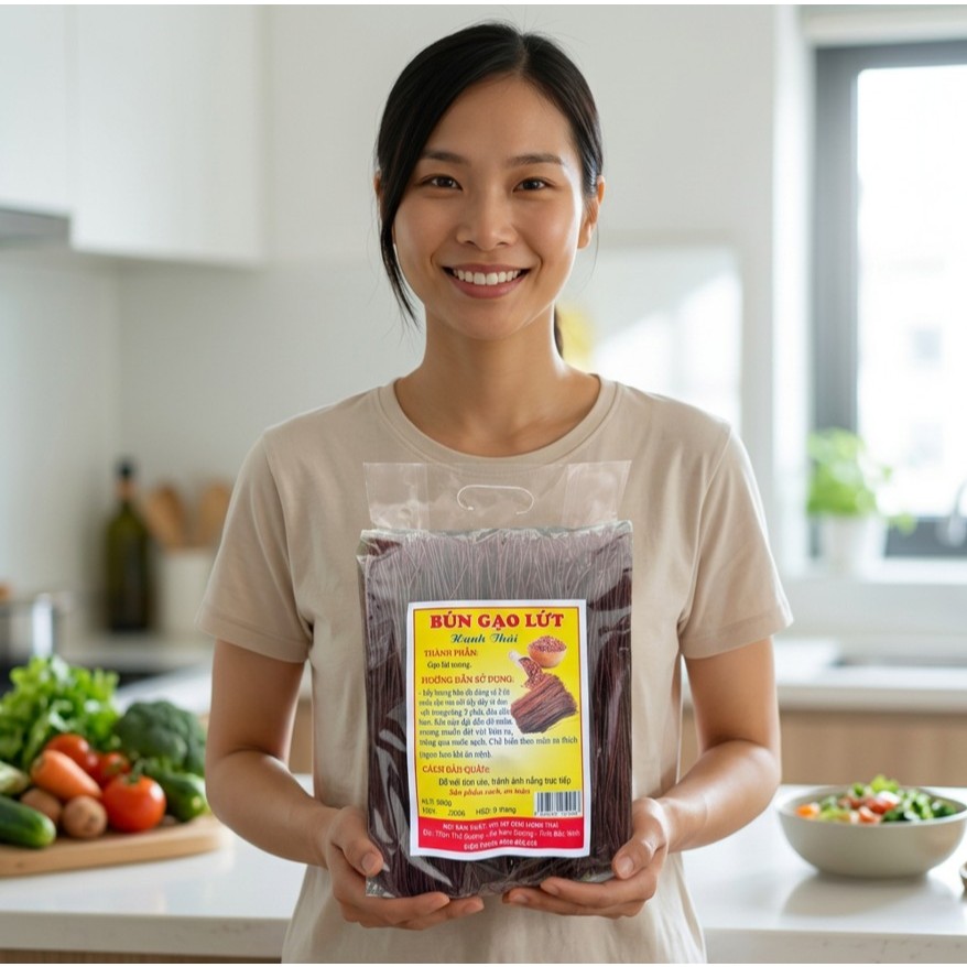 Bún Gạo Lứt Luafoods 1KG - Giàu Chất Xơ, Ít Calo - Eat Clean Giảm Cân, Healthy
