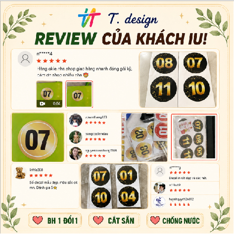 Decal Số Thứ Tự Chống Nước 🌈𝑭𝒓𝒆𝒆𝒔𝒉𝒊𝒑 Decal Số Dán Bàn, Dán Áo Sự Kiện, Dán Quán Trà Sữa, Cà Phê, Dán Tường, Gỗ