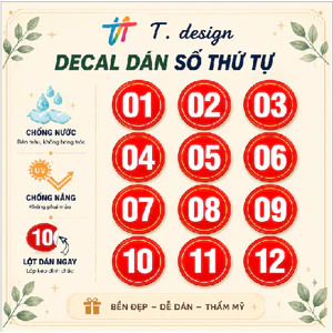 Decal Số Thứ Tự Chống Nước 🌈𝑭𝒓𝒆𝒆𝒔𝒉𝒊𝒑 Decal Số Dán Bàn, Dán Áo Sự Kiện, Dán Quán Trà Sữa, Cà Phê, Dán Tường, Gỗ