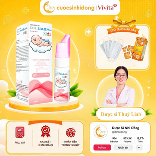 [✨CHÍNH HÃNG KÈM QUÀ] Dung Dịch Xịt Mũi Dr Nasal Kids Nano Bạc Kháng Khuẩn Hỗ Trợ Nghẹt Mũi Cho Trẻ Em Chai 70ml