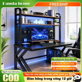 Bàn máy tính gaming đa năng kèm kệ sách pegboard khung chữ K cho học tập/làm việc
