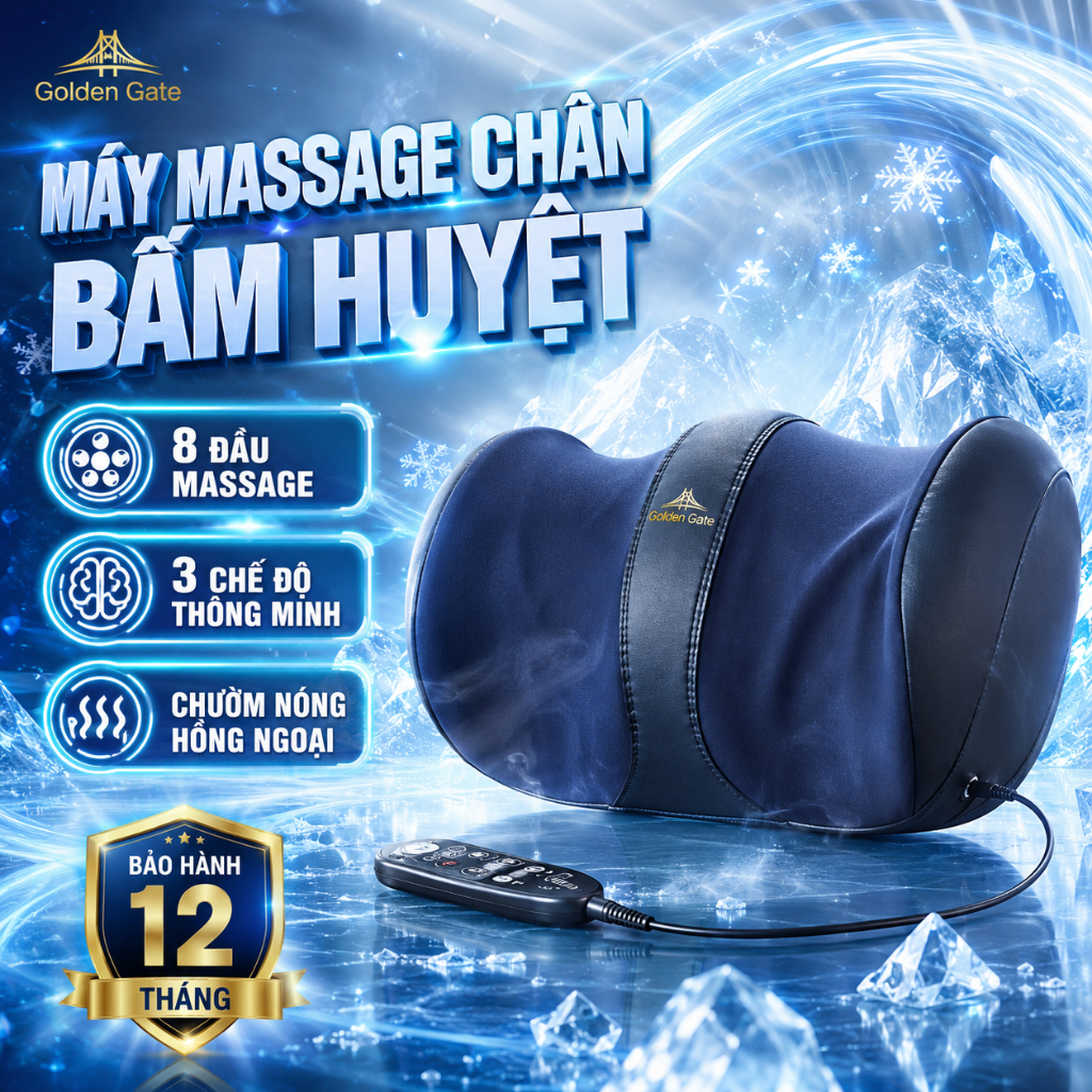 Máy Massage Chân Bấm Huyệt 3D Cao Cấp - Máy Mát Xoa Bóp Bàn Chân, Bắp Chân Tự Động, Chườm Nóng Hồng Ngoại Có Điều Khiển