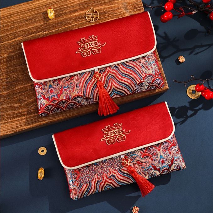 Bao lì xì vải gấm cao cấp dùng cho lễ cưới, ăn hỏi, nạp tài, mừng tuổi năm mới - K87