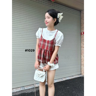 Set áo sơ mi tay bồng phối babydoll caro phong cách tiểu thư dễ phối đồ, đi học đi chơi Yến Tee Shop #1029