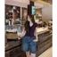 Áo blouse milkmaid cổ v bèo nhún thắt dây nơ rủ thô đũi xước ôm sát nách ôm dáng cá tính HCOM27341
