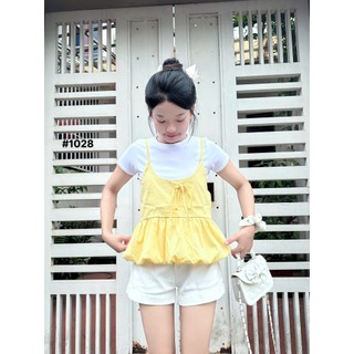 Set babydoll yếm dáng bí mix áo thun dễ thương phong cách học sinh đi học đi chơi Yến Tee Shop #1028