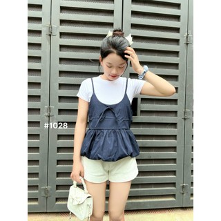 Set babydoll yếm dáng bí mix áo thun dễ thương phong cách học sinh đi học đi chơi Yến Tee Shop #1028