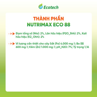 Phân Bón NUTRIMAX Eco 88 (500ml) - Phục Hồi Toàn Diện Cho Cây, Hạn Chế Vàng Lá, Ổn Định pH, Tăng Kháng Bệnh