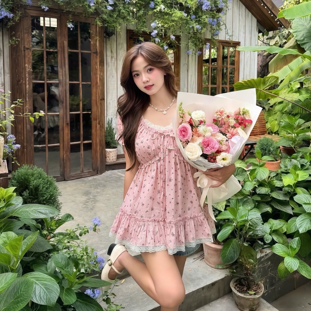 Áo sơ mi kiểu nữ SM447 Kozoda chất gió hàn họa tiết hoa nhí babydoll dáng vừa tiểu thư ngắn tay form rộng thời trang nữ | BigBuy360 - bigbuy360.vn