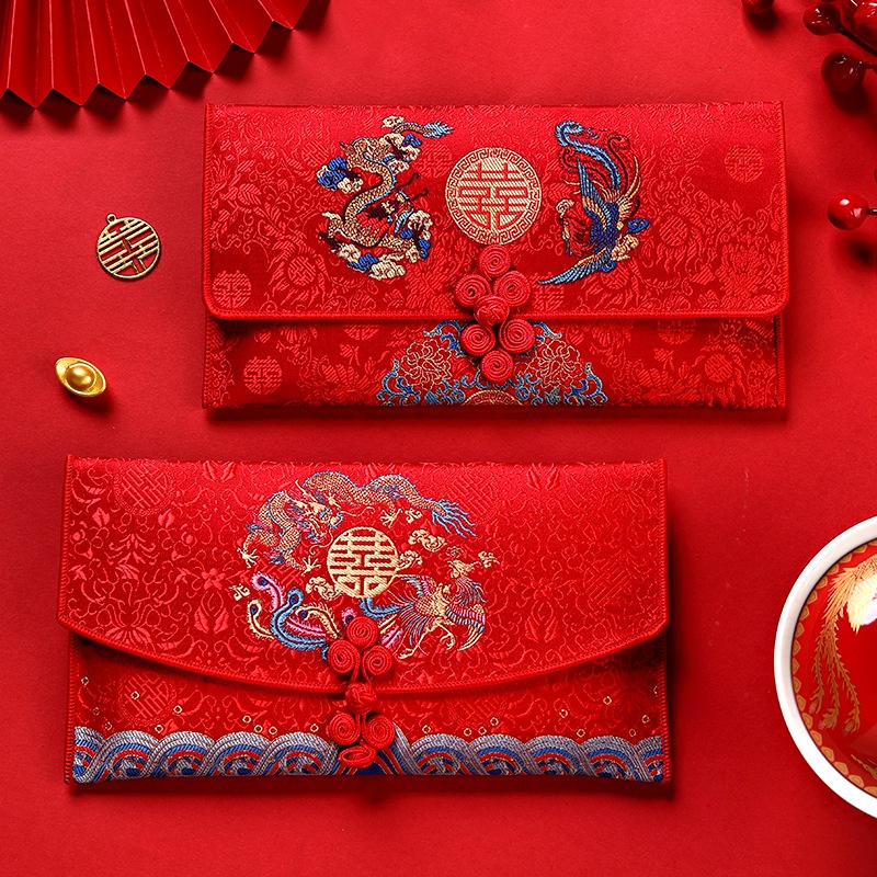 Bao lì xì vải gấm cao cấp dùng cho lễ cưới, ăn hỏi, nạp tài, mừng tuổi năm mới - K87