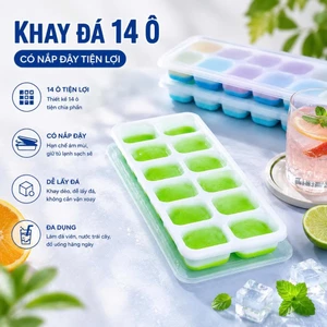 Khay làm đá silicon 14 ô có nắp đậy