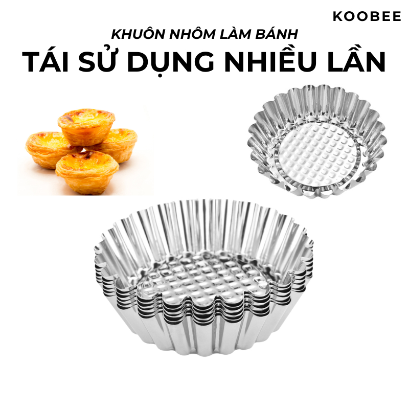 Khuôn Bánh Nhôm Không Dính KOOBEE – Khuôn Bánh Bò, Bánh Khọt, Tart Trứng Hình Hoa Tái Sử Dụng (PKB37)