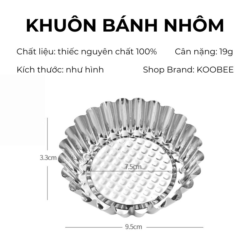 Khuôn Bánh Nhôm Không Dính KOOBEE – Khuôn Bánh Bò, Bánh Khọt, Tart Trứng Hình Hoa Tái Sử Dụng (PKB37)