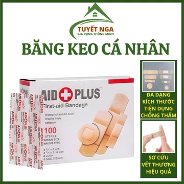 Băng Keo Cá Nhân Hộp 100 Cái Băng Gạc Y Tế, Băng Cá Nhân Tiệt Trùng Aid First