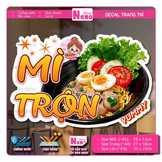 Decal Trang Trí Mì Trộn Indomie, Tranh Dán Quán Ăn, Cà Phê, Dán Tường, Tủ, Kính, Xe Đẩy - Sticker Chịu Được Mưa Nắng.
