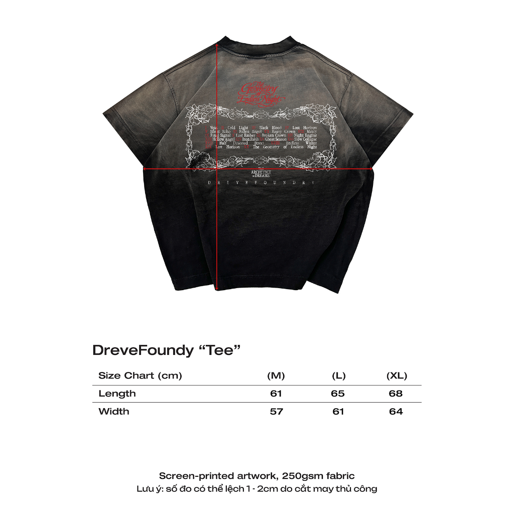 Áo thun WASH BOXY Unisex DREVE " ARCHITECT " // BLACK // 100% Cotton