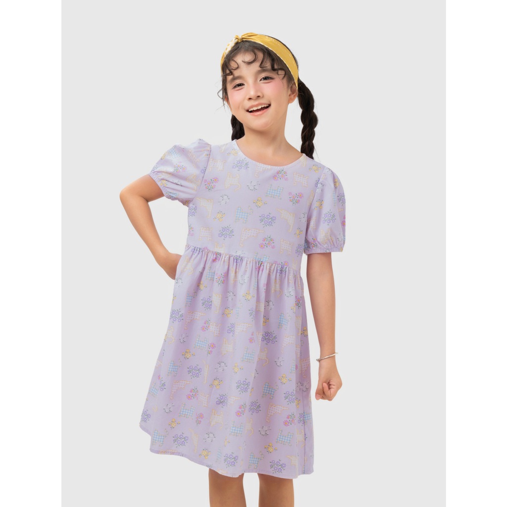 Váy liền bé gái CANIFA đầm babydoll cộc tay chất liệu cotton thoáng mát 1DS26S005