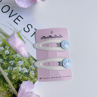 Set 2 kẹp bấm tông màu pastel gắn charm dễ thương