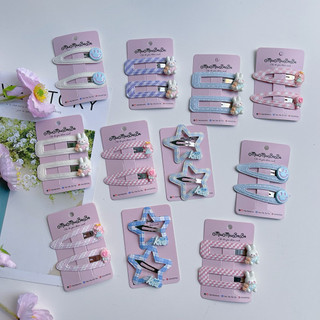 Set 2 kẹp bấm tông màu pastel gắn charm dễ thương
