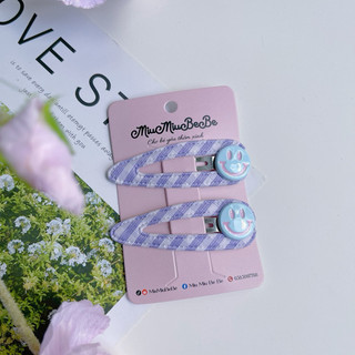 Set 2 kẹp bấm tông màu pastel gắn charm dễ thương