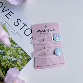 Set 2 kẹp bấm tông màu pastel gắn charm dễ thương