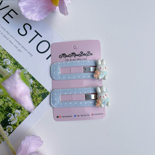 Set 2 kẹp bấm tông màu pastel gắn charm dễ thương