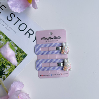 Set 2 kẹp bấm tông màu pastel gắn charm dễ thương