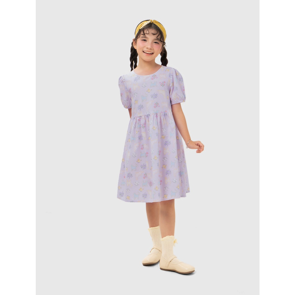 Váy liền bé gái CANIFA đầm babydoll cộc tay chất liệu cotton thoáng mát 1DS26S005