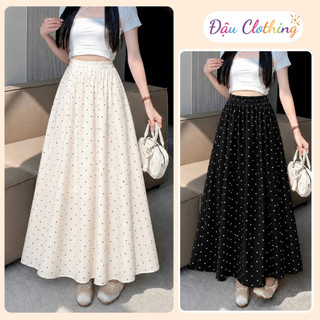 Chân Váy Dài Bigsize Nữ Váy Midi Bồng Xòe Chấm Bi Nhẹ Nhàng Đi Biển Đi Chơi CV422