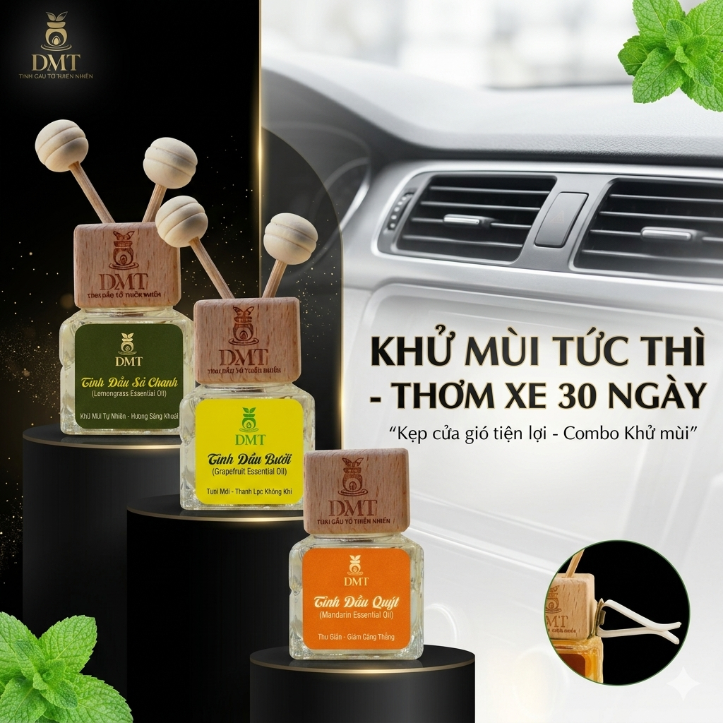 Tinh dầu kẹp cửa gió Ô Tô DMT 8ml – Mùi Best Seller, khử mùi hôi xe cực nhanh, thơm sang dễ chịu