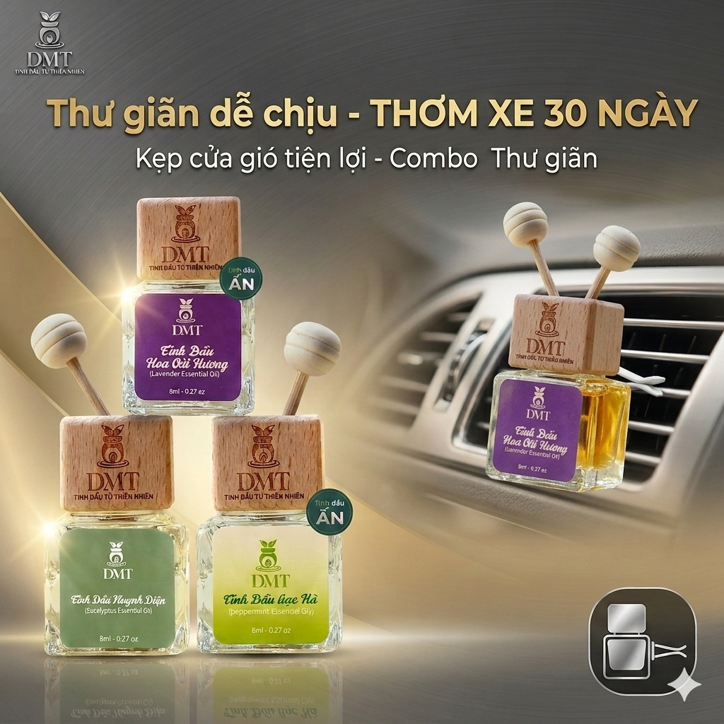 Tinh dầu kẹp cửa gió Ô Tô DMT 8ml – Mùi Best Seller, khử mùi hôi xe cực nhanh, thơm sang dễ chịu