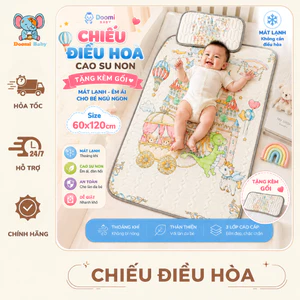 Chiếu Điều Hoà Cao Su Non Tặng Kèm Gối Cho Bé In Hình 5D Doomi Baby - HT516