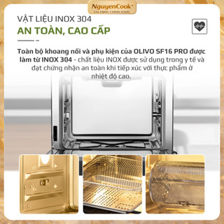 (TẶNG THỚT) Nồi Chiên Hơi Nước Đa Năng OLIVO SF16 PRO  – 70 Chế Độ, Inox , Không Dầu - NguyenCook
