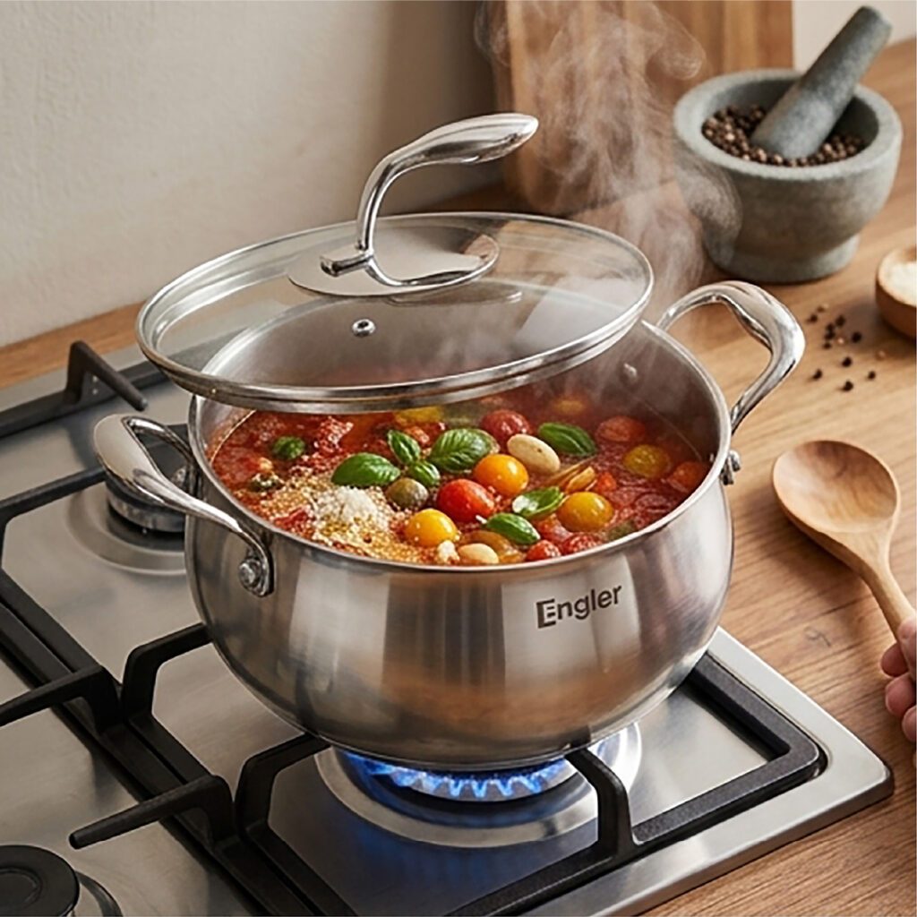 Nồi Inox 304 Engler EL9205 Đáy 5 Lớp Thân 3 Lớp Dùng Mọi Loại Bếp Truyền Nhiệt Nhanh