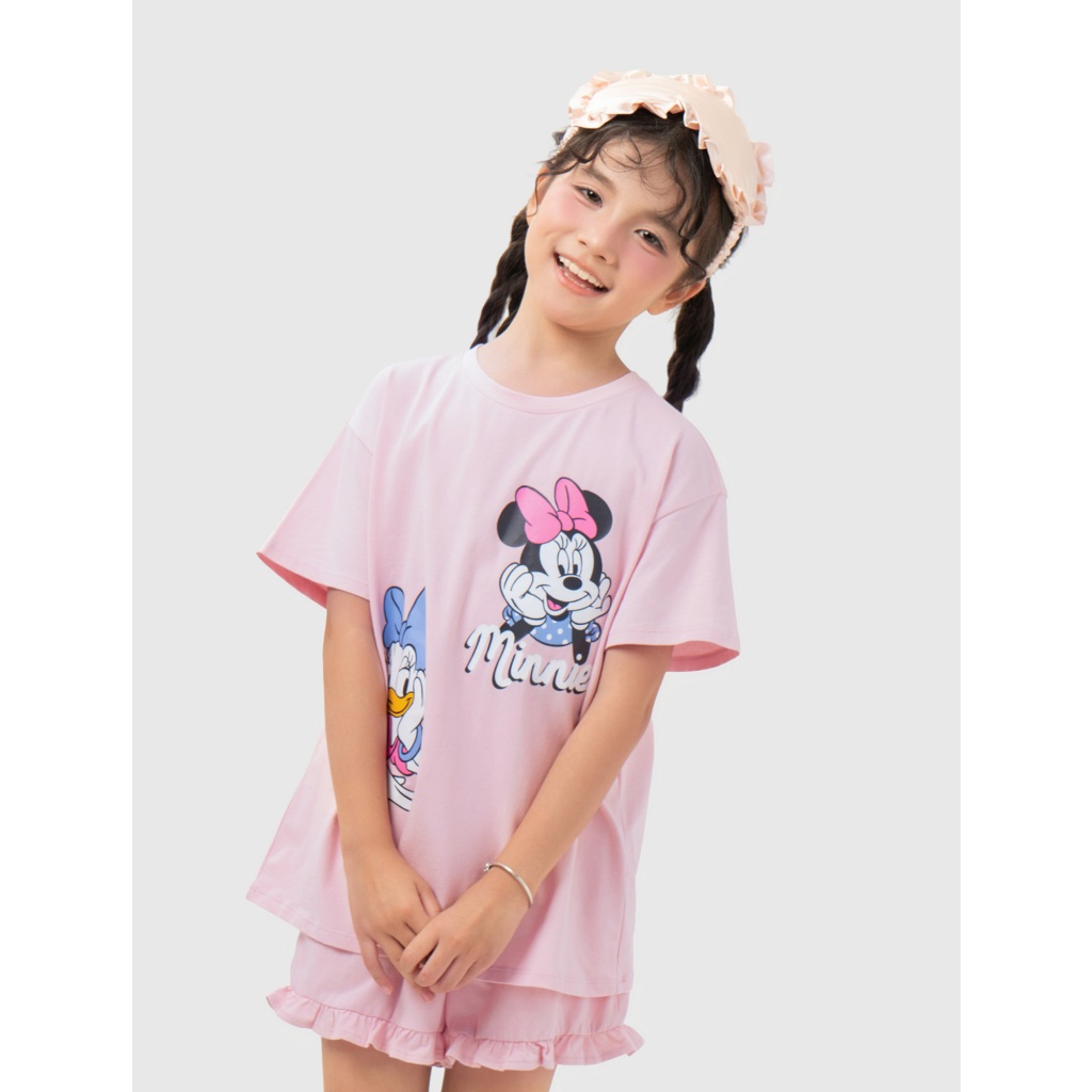 Bộ quần áo bé gái CANIFA bộ thun hè mặc nhà cộc tay chất cotton pha mềm mịn mát in hình Mickey 1LS26S010