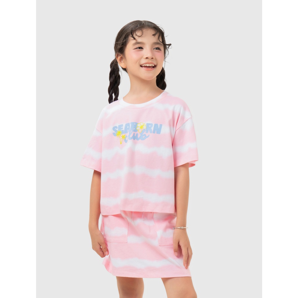 Bộ quần áo bé gái CANIFA set bộ áo thun mix chân váy cộc tay chất cotton mềm mại thoáng mát 1ST26S001