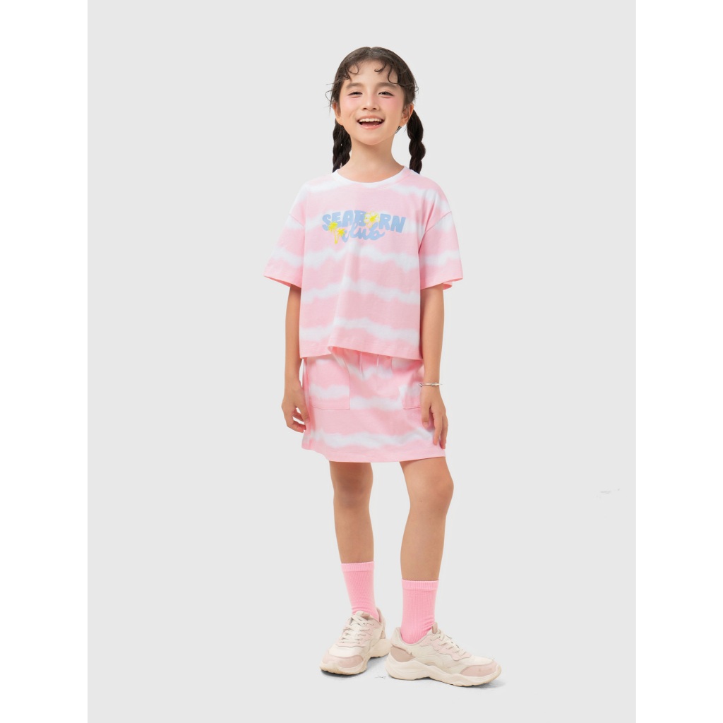 Bộ quần áo bé gái CANIFA set bộ áo thun mix chân váy cộc tay chất cotton mềm mại thoáng mát 1ST26S001