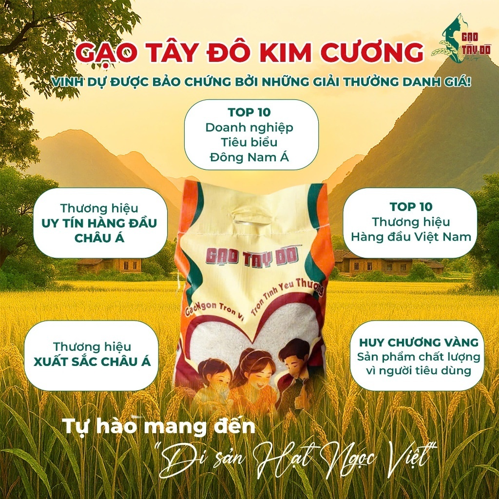 [TLM2] Gạo Thơm Lài Miên Tây Đô Kim Cương 2kg - Mềm Dẻo, Thơm Nhẹ, Ngọt Thanh