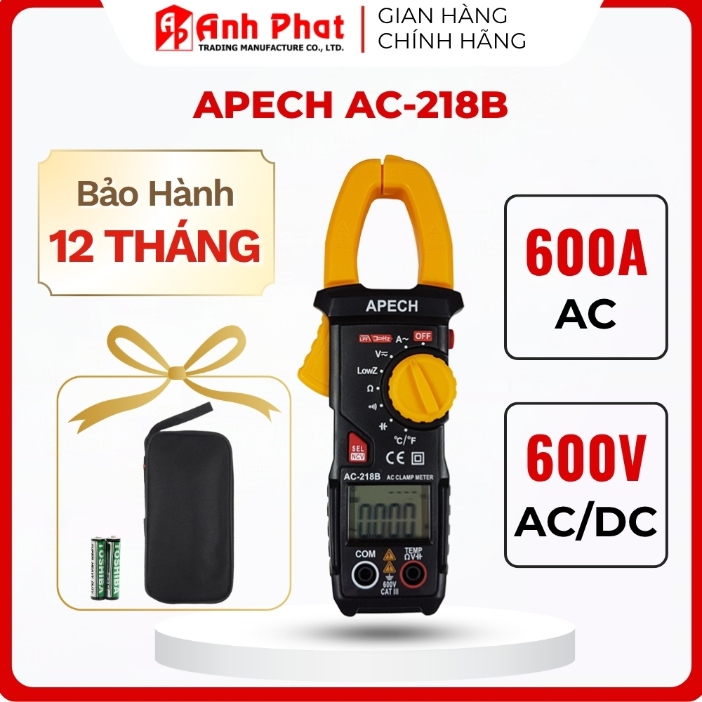 Ampe Kìm Vạn Năng APECH AC-218B Đo Dòng AC/DC Sai Số Cực Thấp Đa Chức Năng
