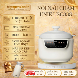 Nồi kho hầm dưỡng sinh 5in1 UNIE USC888, công suất 850W, nắp sứ kép cao cấp –khóa ẩm bằng vi áp suất