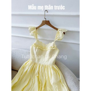 [ Tutuchan - Đầm maxi hè ] Đầm maxi dài hè thiết kế mẹ và bé boi thêu màu vàng gà non - TV016