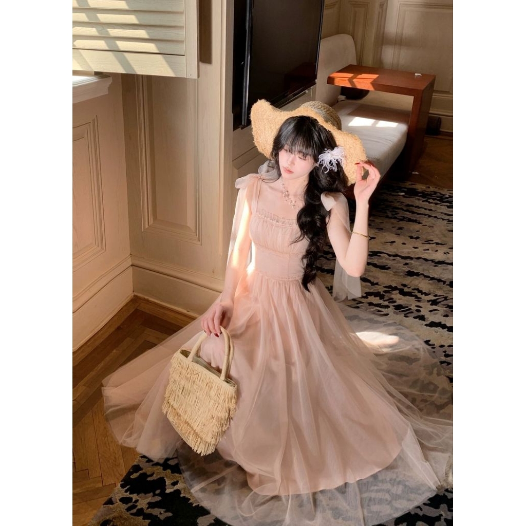 Đầm Maxi Nơ Vai Dáng Xoè  Nàng Thơ Đi Tiệc Đi Biển Chụp Ảnh Memeboutique [TLV29]
