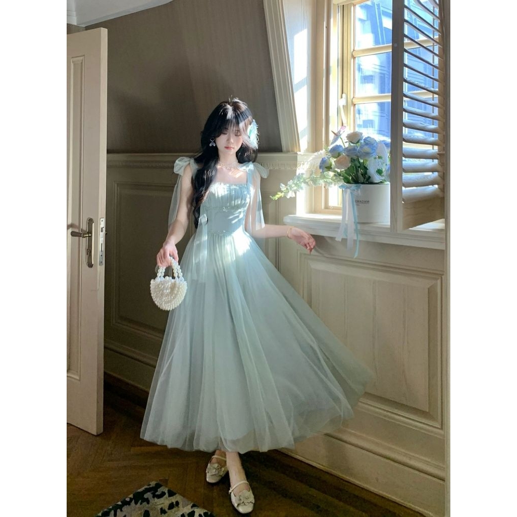 Đầm Maxi Nơ Vai Dáng Xoè  Nàng Thơ Đi Tiệc Đi Biển Chụp Ảnh Memeboutique [TLV29]