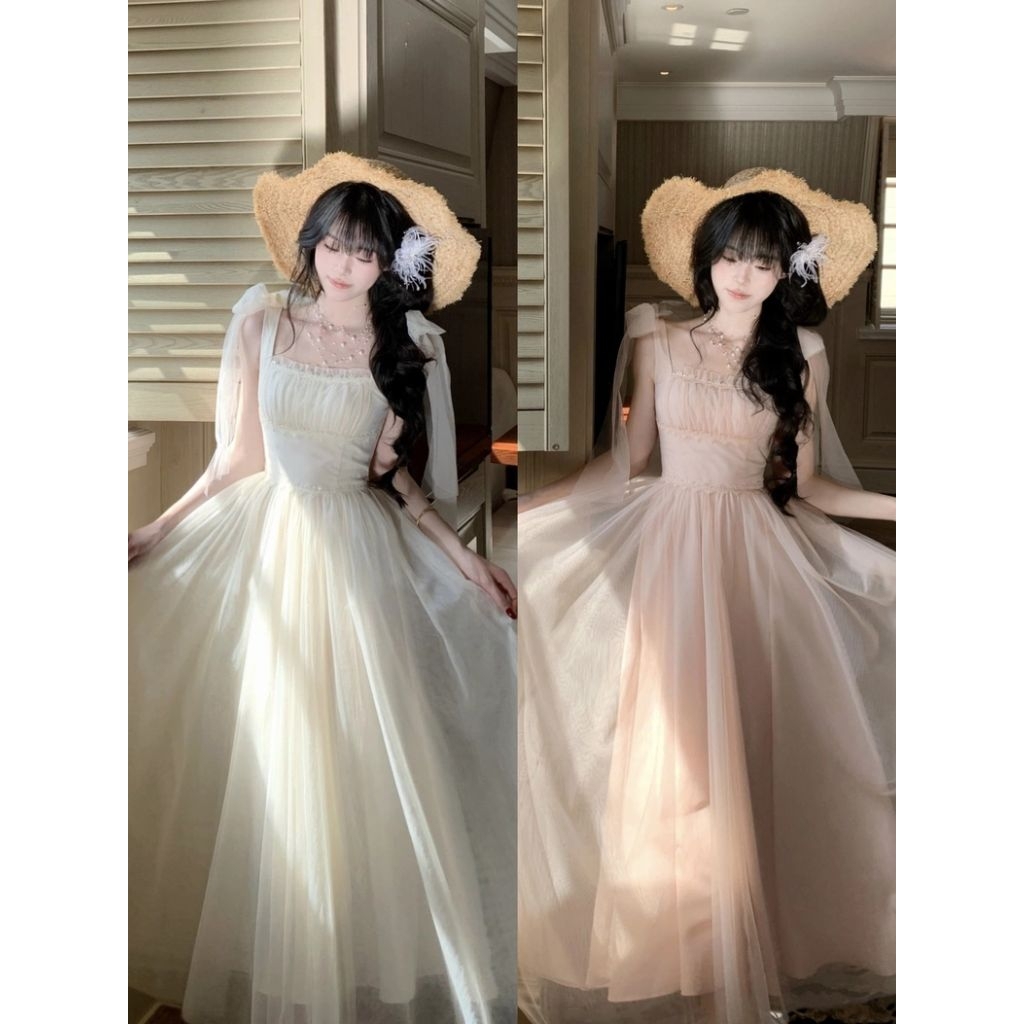 Đầm Maxi Nơ Vai Dáng Xoè  Nàng Thơ Đi Tiệc Đi Biển Chụp Ảnh Memeboutique [TLV29]