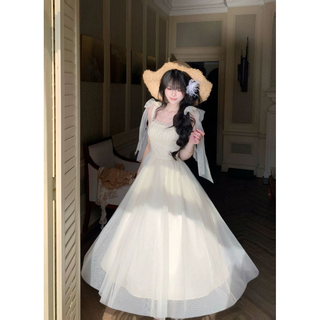 Đầm Maxi Nơ Vai Dáng Xoè  Nàng Thơ Đi Tiệc Đi Biển Chụp Ảnh Memeboutique [TLV29]